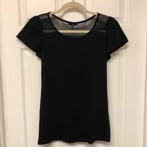 GAP Black Short-Sleeve Shirt with Sheer Shoulders